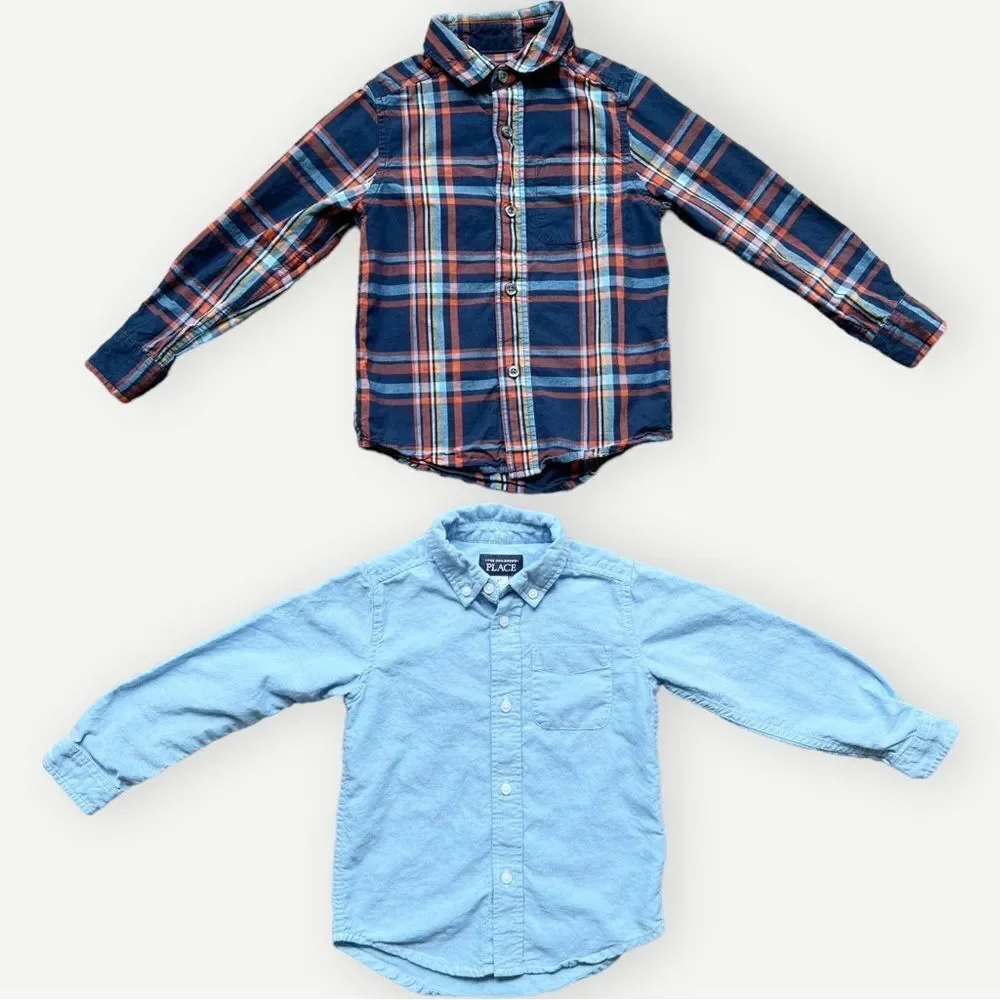 Children’s Place BUNDLE OF 2 Boys Kids Long Sleeve Button Down Shirts. 4. 4T.